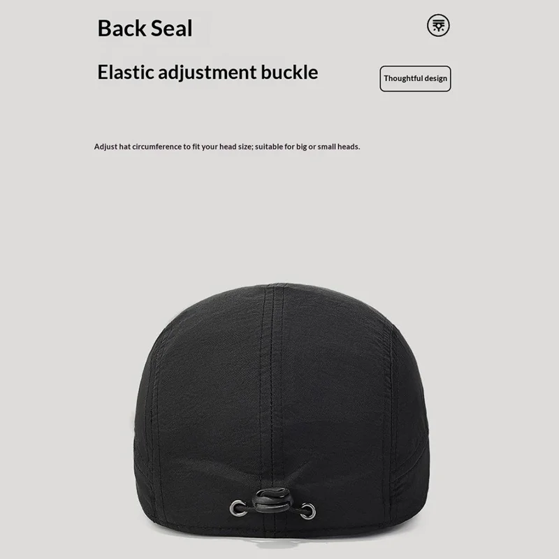 Lente Zomer Baseballpet Korte Klep Quick-Dry Waterafstotend Outdoor Sport Visor Pet - Zwart