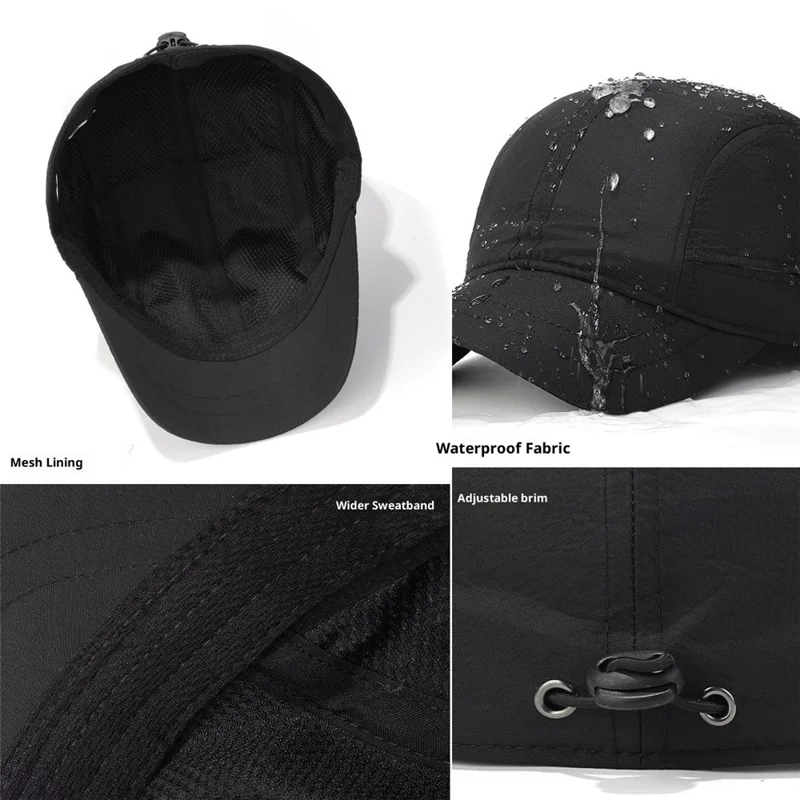 Lente Zomer Baseballpet Korte Klep Quick-Dry Waterafstotend Outdoor Sport Visor Pet - Zwart