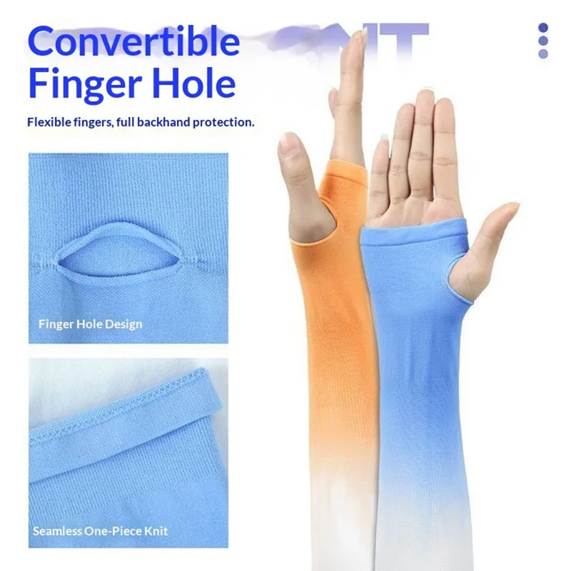 1 Par de Mangas de Proteção Solar Respiráveis Mangas de Seda Gelada para Cotovelo para Exterior Ciclismo Corrida - Preto Cinza Degradê