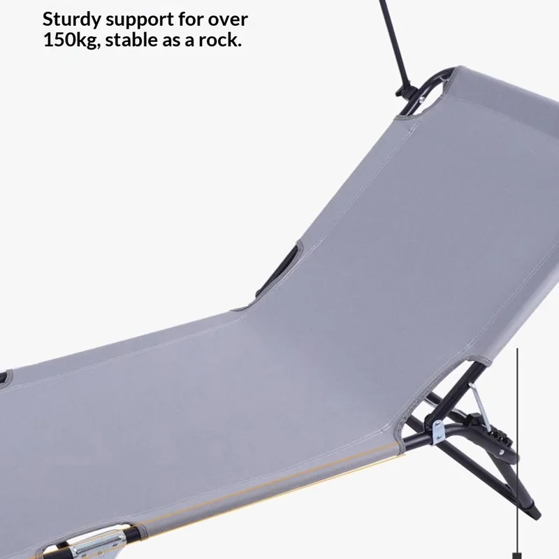 Cama de Campanha Exterior Leve Cama Dobrável com Toldo de Sombra 175-190 x 58 x 30-68 cm