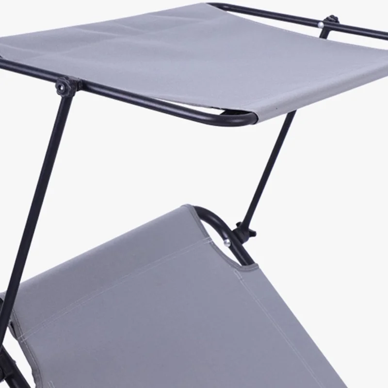 Cama de Campanha Exterior Leve Cama Dobrável com Toldo de Sombra 175-190 x 58 x 30-68 cm
