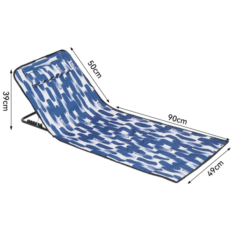 Регулируемое складное кресло-шезлонг с сумкой для хранения, коврик для кемпинга и пляжа, 99 + 55 x 45 x 50 см — синий/белый граффити