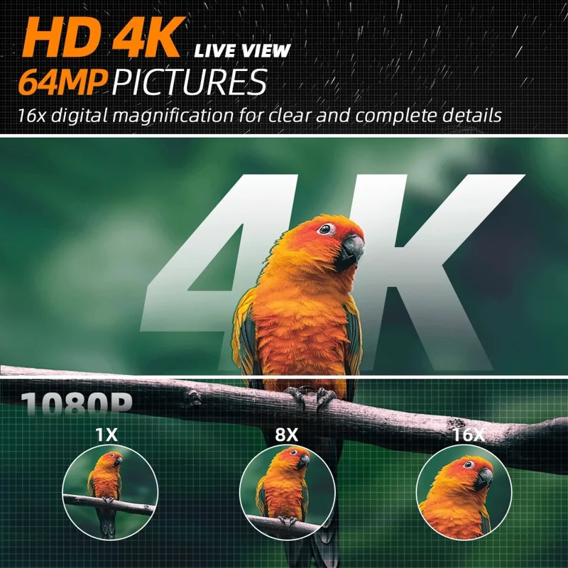 EP03 64MP WiFi Digital Microscope Eyepiece 4K Video 16X Zoom 2.8 Inch HD Screen Telescope Camera