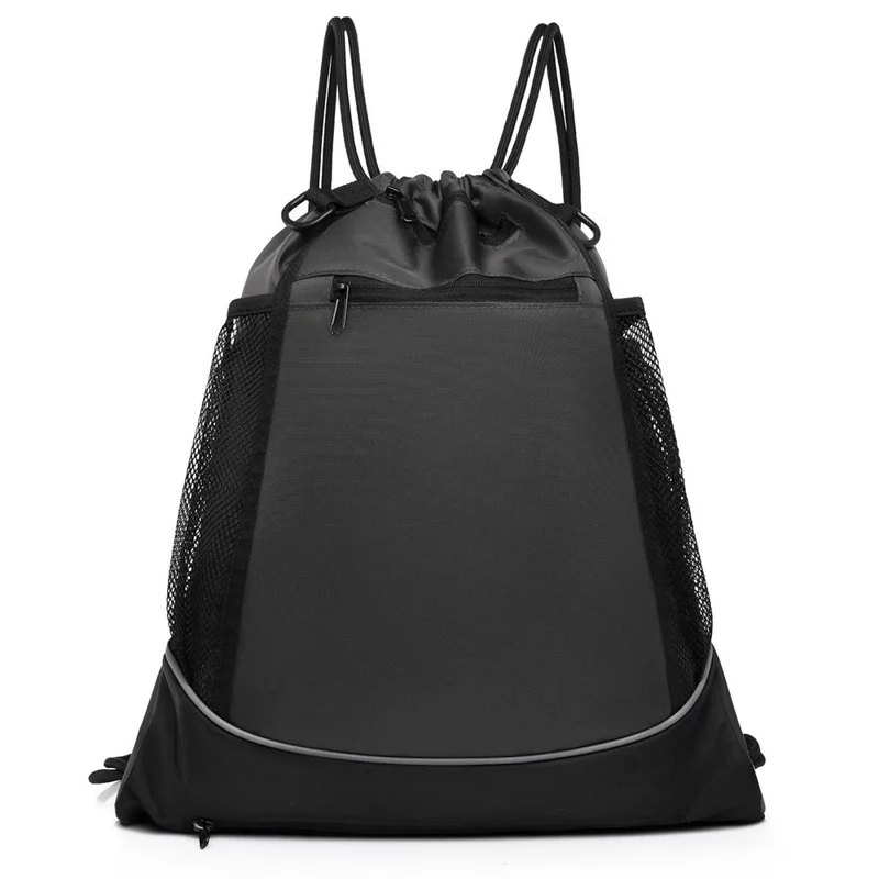 Basketballrugzak met Grote Capaciteit, Outdoor Sportsbag met Trekkoord, Multifunctionele Opbergruimte - Lichtgrijs