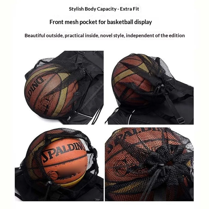 Basketballrugzak met Grote Capaciteit, Outdoor Sportsbag met Trekkoord, Multifunctionele Opbergruimte - Lichtgrijs