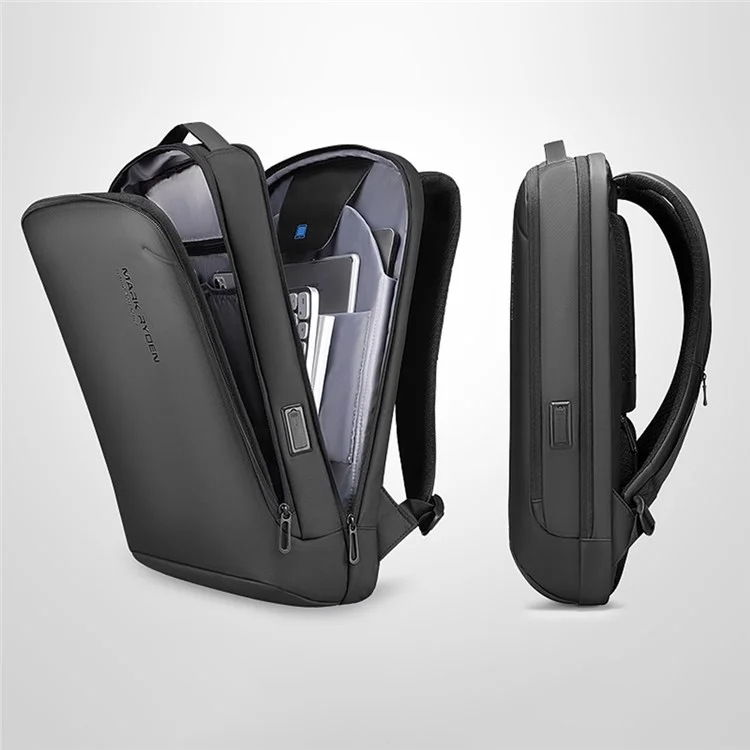 Mark Ryden MR9008 15.6 '' Bagure De Sac À Dos D'ordinateur Portable Sac De Voyage Business Rucksack Business Avec 2 Ports De Charge À L'extérieur - Le Noir