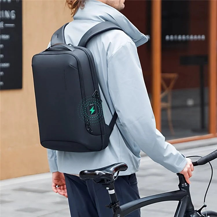 Mark Ryden MR9008 15.6 '' Bagure De Sac À Dos D'ordinateur Portable Sac De Voyage Business Rucksack Business Avec 2 Ports De Charge À L'extérieur - Le Noir