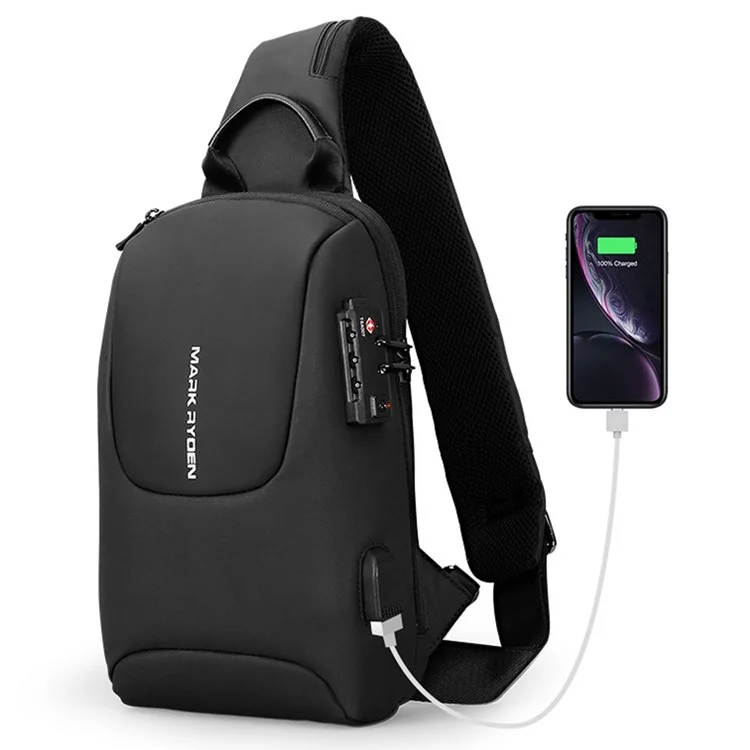 MARK RYDEN MR7039 TSA Password Lock Anti-Theft Men Chest Bag Single Shoulder Bag with Charging Interface