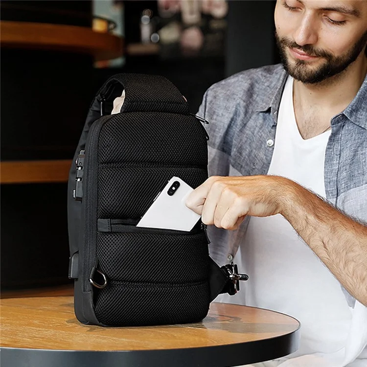 MARK RYDEN MR7039 TSA Password Lock Anti-Theft Men Chest Bag Single Shoulder Bag with Charging Interface