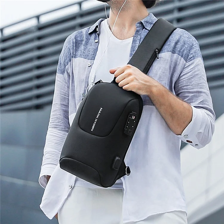 MARK RYDEN MR7039 TSA Password Lock Anti-Theft Men Chest Bag Single Shoulder Bag with Charging Interface