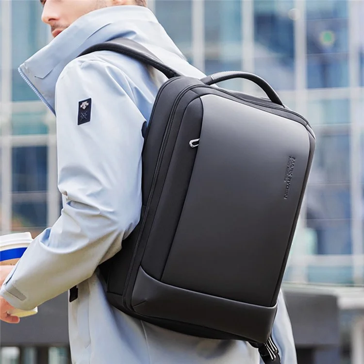 MARK RYDEN MR1927 Stylish Men Leather + Oxford Cloth Backpack Anti-splash Laptop Bag Casual Daypack