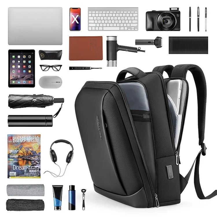MARK RYDEN MR1927 Stylish Men Leather + Oxford Cloth Backpack Anti-splash Laptop Bag Casual Daypack