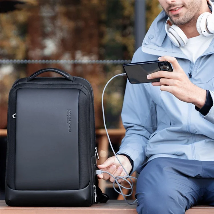 MARK RYDEN MR1927 Stylish Men Leather + Oxford Cloth Backpack Anti-splash Laptop Bag Casual Daypack