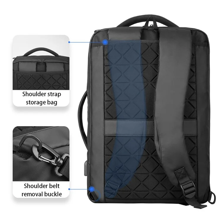 MARK RYDEN MR9533 Large Backpack Water Repellent Convertible Business Briefcase Messenger Bag Travel Rucksack with External USB Charging Port
