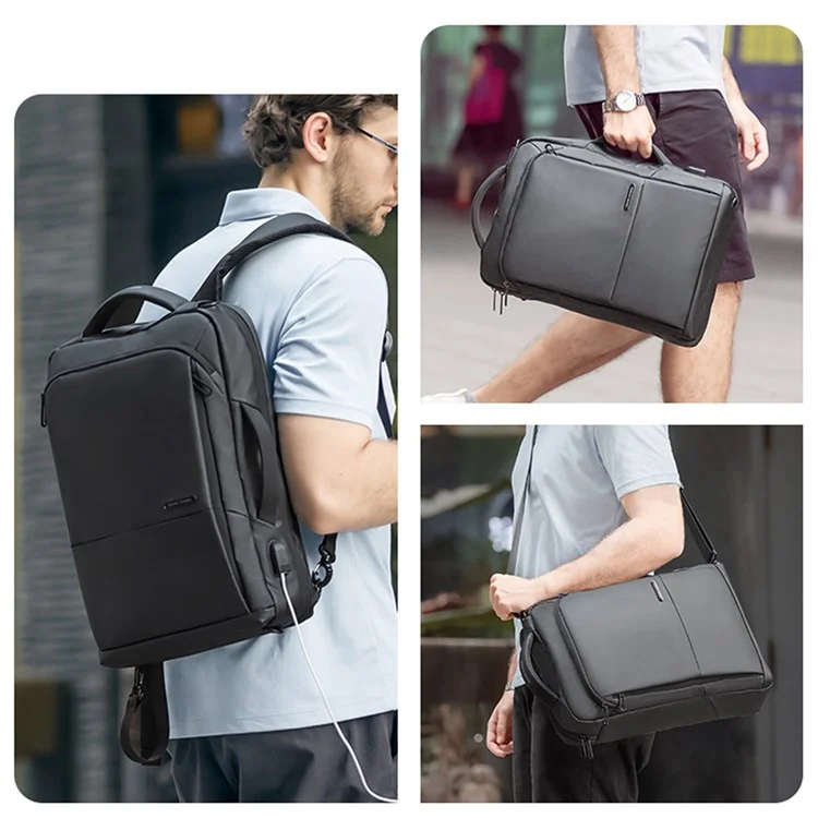 MARK RYDEN MR9533 Large Backpack Water Repellent Convertible Business Briefcase Messenger Bag Travel Rucksack with External USB Charging Port