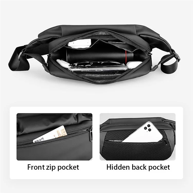 MARK RYDEN MR8331 Stylish Casual Men Oxford Cloth Chest Bag Single Shoulder Crossbody Bag - Black with Insert Buckle