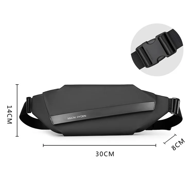 MARK RYDEN MR8331 Stylish Casual Men Oxford Cloth Chest Bag Single Shoulder Crossbody Bag - Black with Insert Buckle