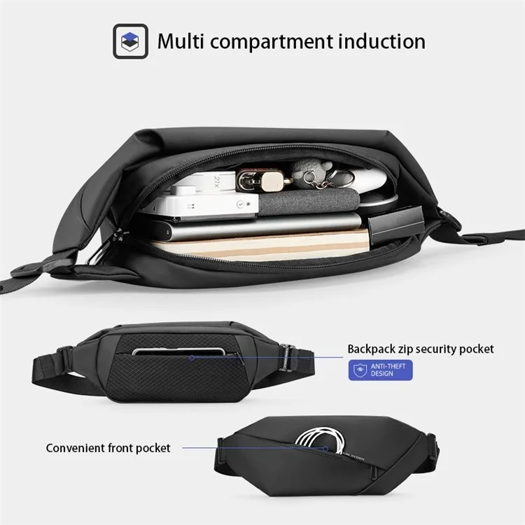 MARK RYDEN MR5860 Stylish Men Zipper Chest Bag Casual Water-resistant Crossbody Bag