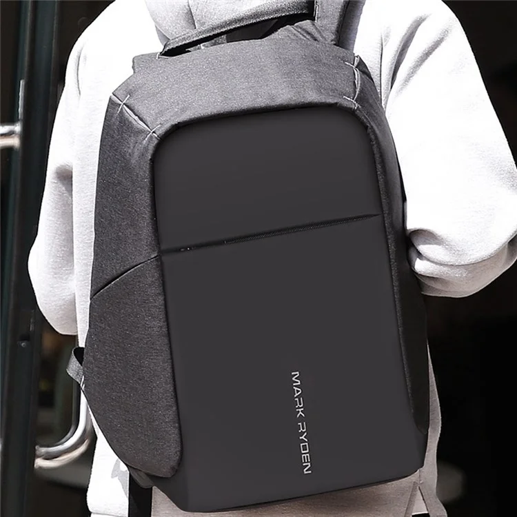 MARK RYDEN MR5815 15.6inch Laptop Backpack with External USB Port Business Men Multifunction Shoulder Bag - Black / Grey