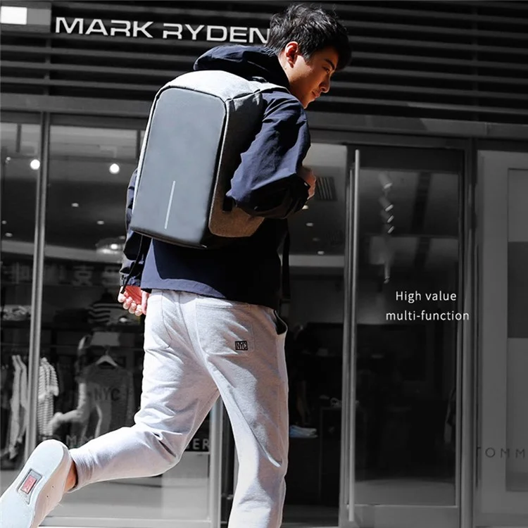 MARK RYDEN MR5815 15.6inch Laptop Backpack with External USB Port Business Men Multifunction Shoulder Bag - Black / Grey