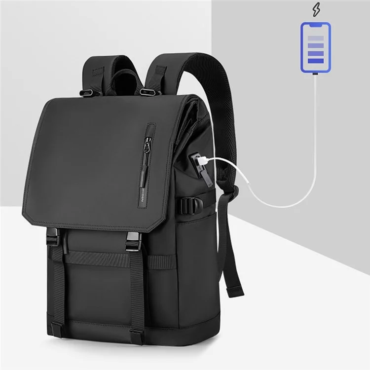 MARK RYDEN MR5748SJ Expandable Backpack RFID Blocking 15.6inch Laptop Shoulder Bag with Dual Charging Ports and Compass