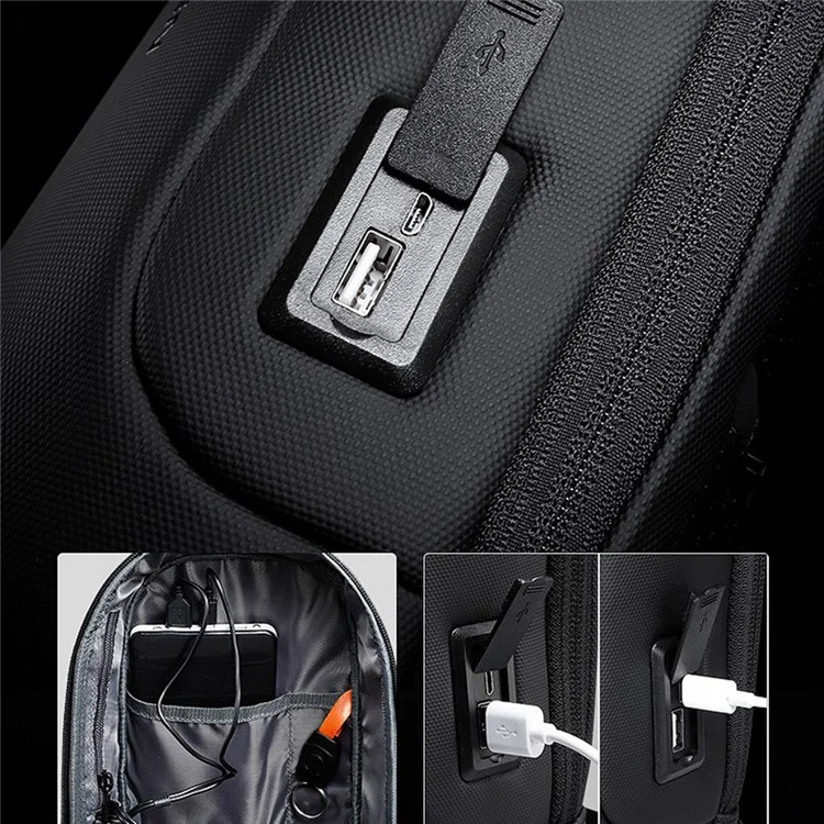 MARK RYDEN MR7510 Men Outdoor Crossbody Bag Splash-proof Chest Bag with Dual Charging Ports - Black