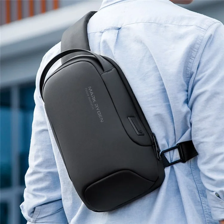 MARK RYDEN MR7510 Men Outdoor Crossbody Bag Splash-proof Chest Bag with Dual Charging Ports - Black