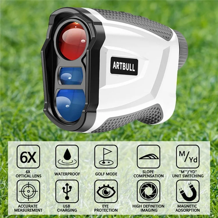 ARTBULL NK600 Golf Rangefinder Golf Range Finder Magnetic Holder Laser Rangefinder with Rechargeable Battery for Hunting