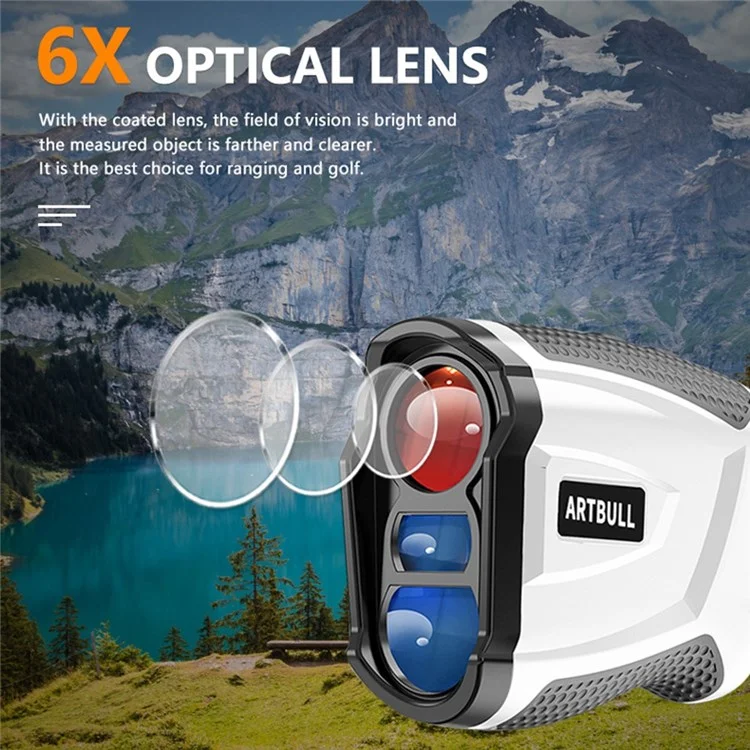 ARTBULL NK600 Golf Rangefinder Golf Range Finder Magnetic Holder Laser Rangefinder with Rechargeable Battery for Hunting