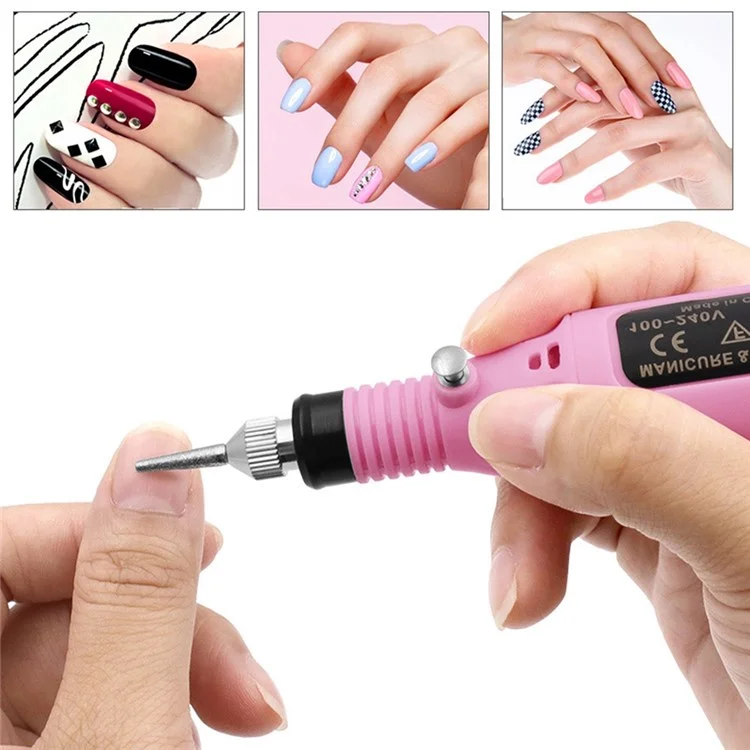 Juego de Limapuertas Eléctricos USB Recargables Herramienta de Cuidado de Manos y Pies para Limar, Recortar y Pulir Uñas - Rosa