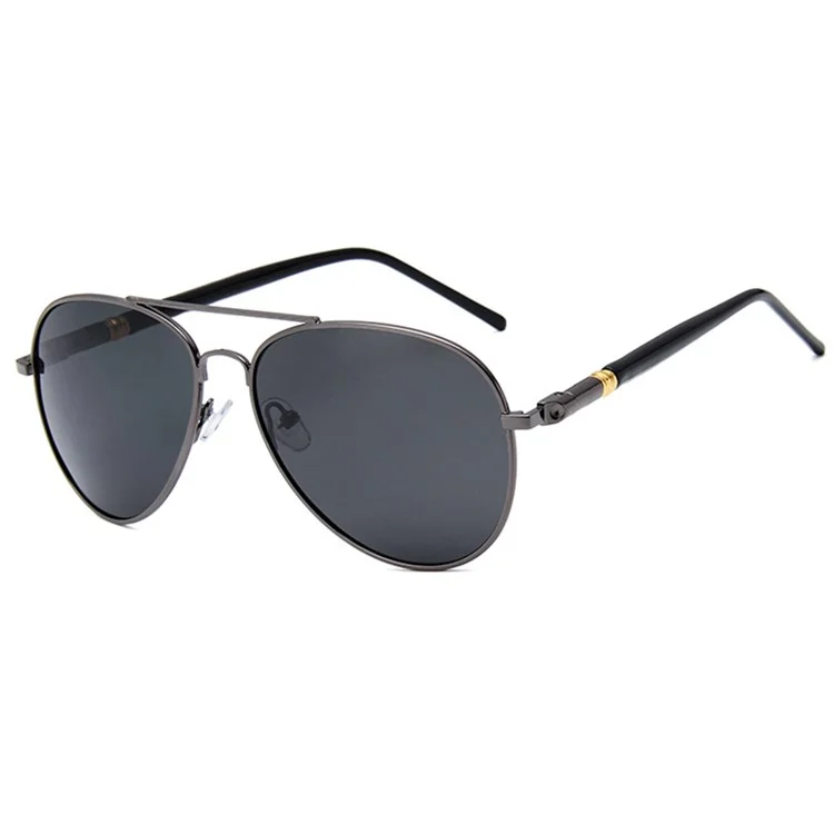 Gafas de sol retro para hombres P209 con marco de PC y lentes AC polarizados - Gris oscuro / Gris