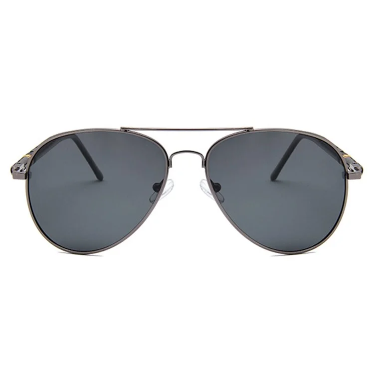 Gafas de sol retro para hombres P209 con marco de PC y lentes AC polarizados - Gris oscuro / Gris