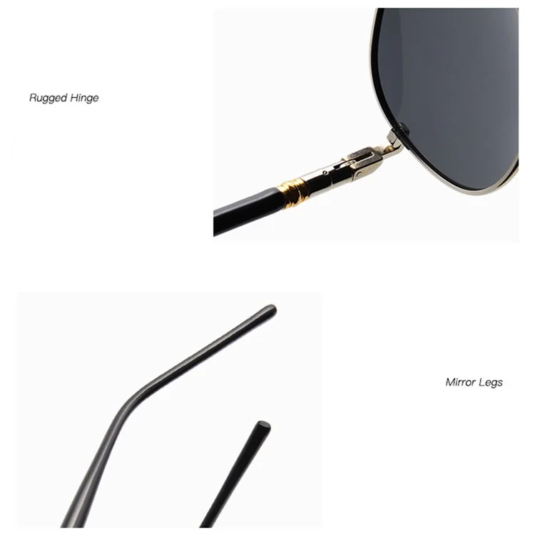 Gafas de sol retro para hombres P209 con marco de PC y lentes AC polarizados - Gris oscuro / Gris