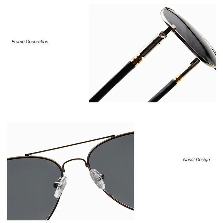 Gafas de sol retro para hombres P209 con marco de PC y lentes AC polarizados - Gris oscuro / Gris