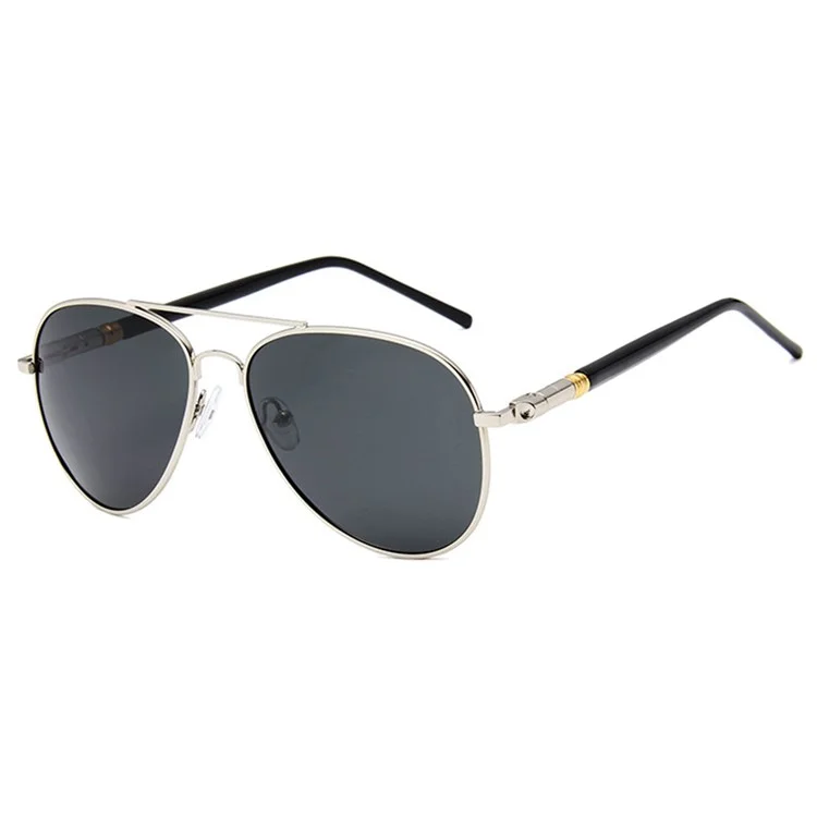 P209 Men Retro Sunglasses PC Frame AC Lens Polarized Glasses - Silver / Grey