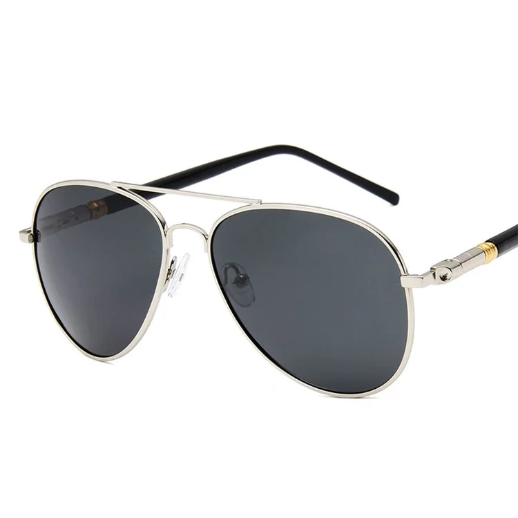 P209 Men Retro Sunglasses PC Frame AC Lens Polarized Glasses - Silver / Grey