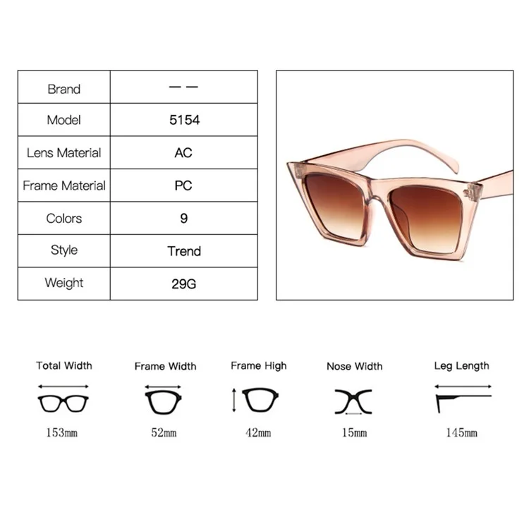 5154 Men Women Vintage Cat Eye Sunglasses Glasses Eyewear - Champagne