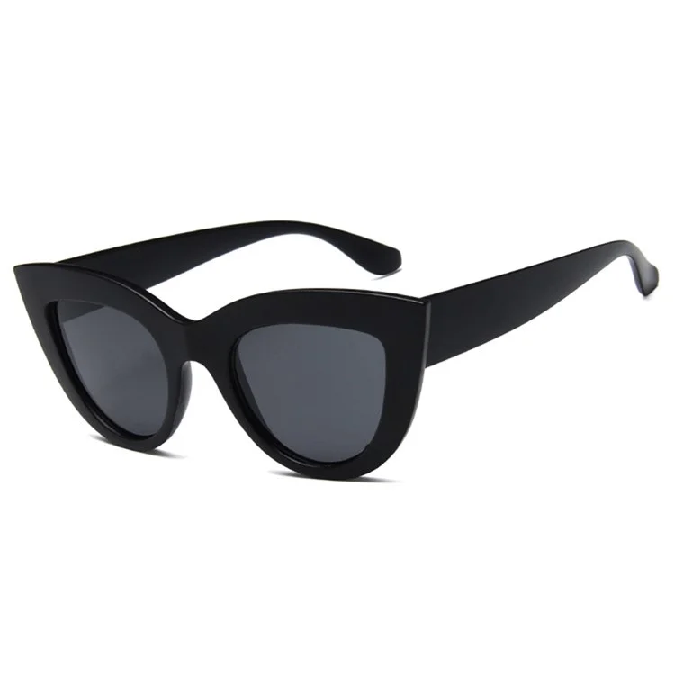 12121 Lunettes de soleil à monture métallique et verres miroir cat eye pour femmes - Sable noir / Gris foncé