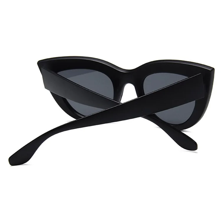 12121 Lunettes de soleil à monture métallique et verres miroir cat eye pour femmes - Sable noir / Gris foncé