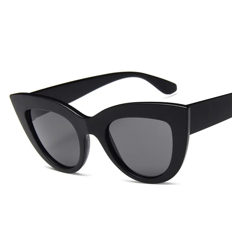 12121 Lunettes de soleil à monture métallique et verres miroir cat eye pour femmes - Sable noir / Gris foncé