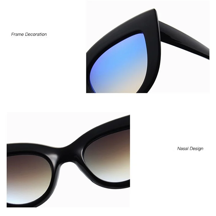 12121 Lunettes de soleil à monture métallique et verres miroir cat eye pour femmes - Sable noir / Gris foncé
