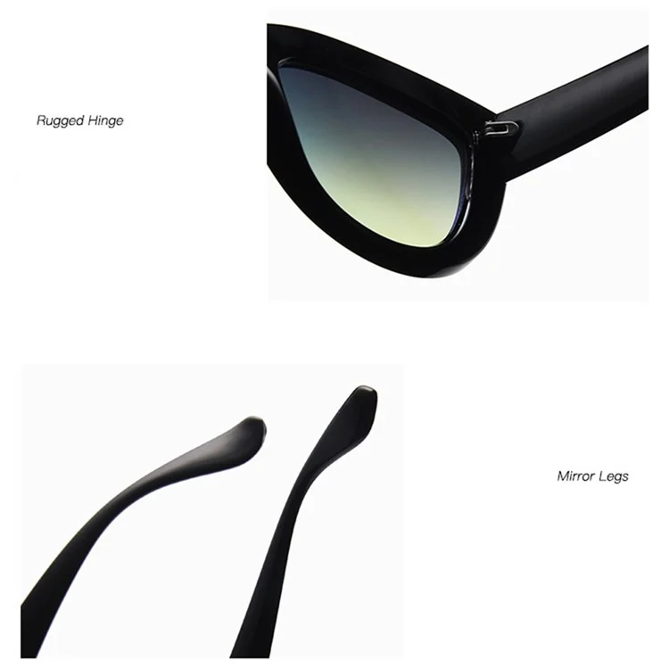 12121 Lunettes de soleil à monture métallique et verres miroir cat eye pour femmes - Sable noir / Gris foncé