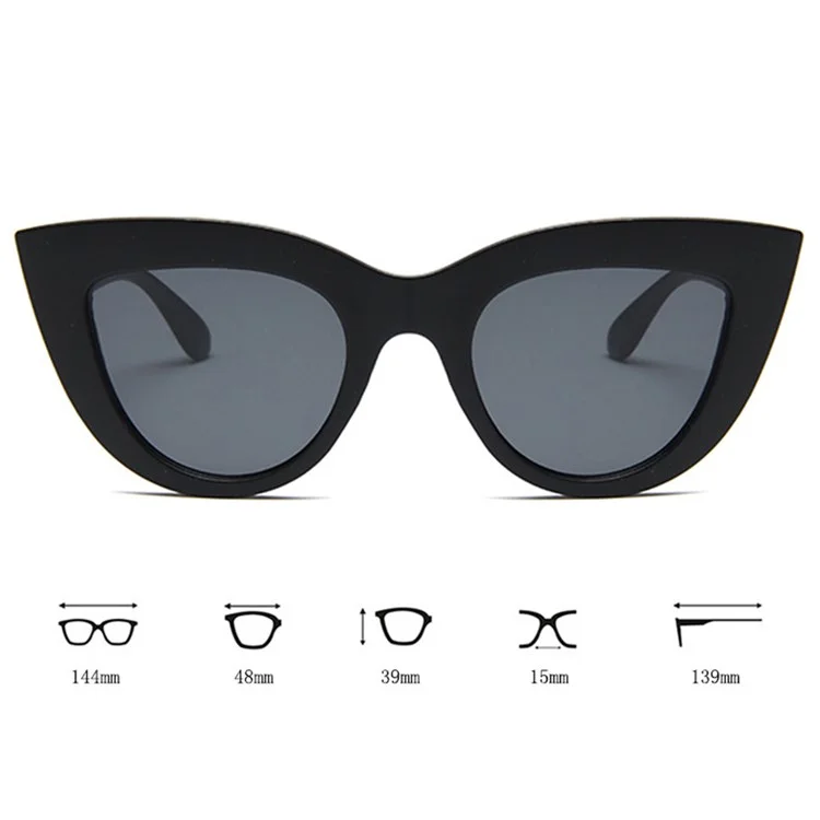 12121 Lunettes de soleil à monture métallique et verres miroir cat eye pour femmes - Sable noir / Gris foncé