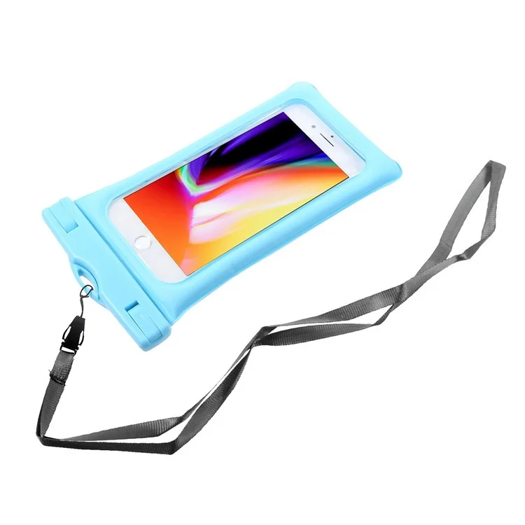 Universal IPX8 Waterproof Phone Pouch Water Resistant Phone Lanyard Case Compatible with 6-inch Mobile Phone Dry Bag for Swimming Camping Surfing (No Fingerprint Enter) - Blue