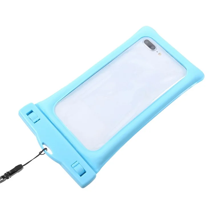Universal IPX8 Waterproof Phone Pouch Water Resistant Phone Lanyard Case Compatible with 6-inch Mobile Phone Dry Bag for Swimming Camping Surfing (No Fingerprint Enter) - Blue