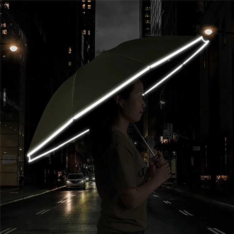 Reflective Automatic Umbrella Sun-proof Rainproof Dual-use Folding Reverse Type Umbrella Large UV Protection Umbrella - Light Grey