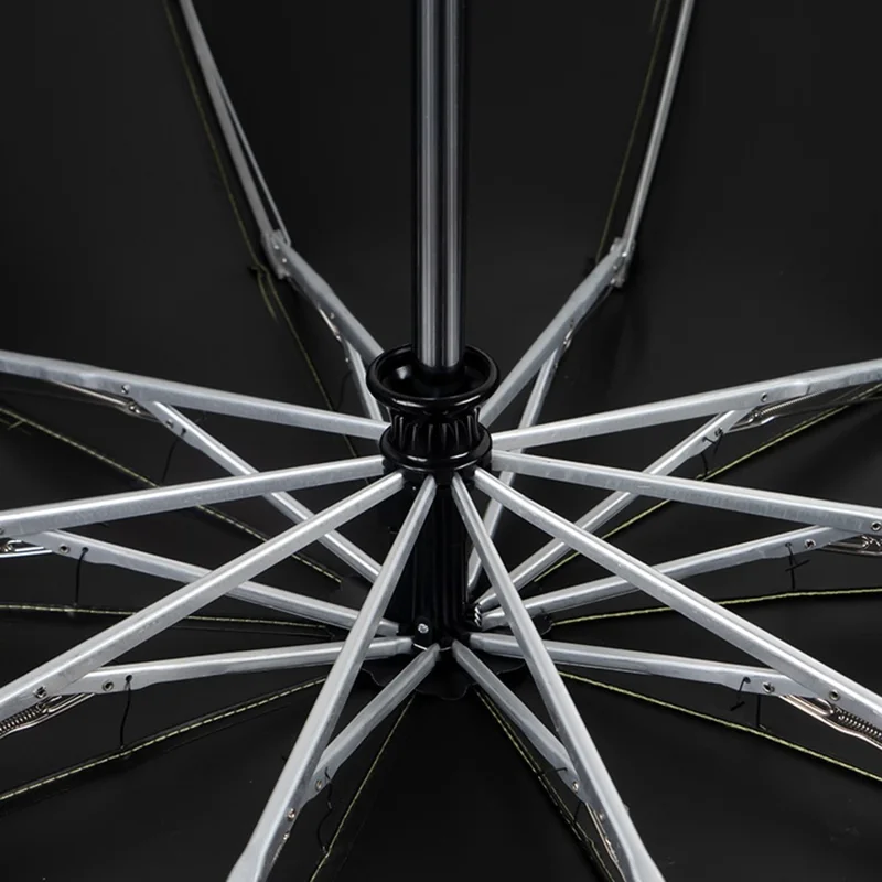 Reflective Automatic Umbrella Sun-proof Rainproof Dual-use Folding Reverse Type Umbrella Large UV Protection Umbrella - Black