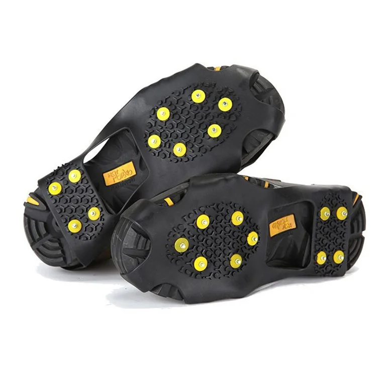 1 Par de Tamanho L (40-42) Crampões Outdoor de 10 Dentes Anti-Deslizante Inverno Neve Gelo Caminhada Escalada Capas de Sapato