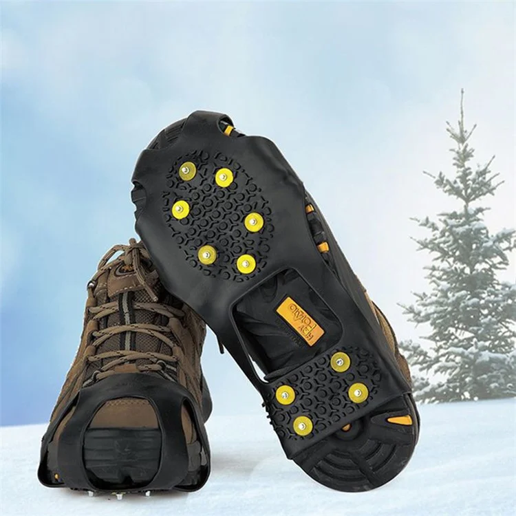 1 Par de Tamanho L (40-42) Crampões Outdoor de 10 Dentes Anti-Deslizante Inverno Neve Gelo Caminhada Escalada Capas de Sapato