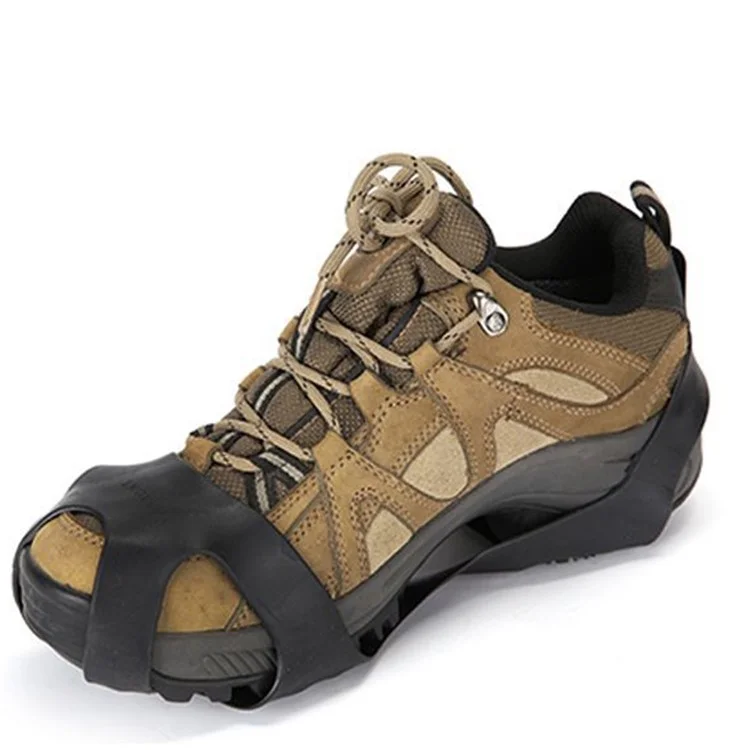 1 Par de Tamanho L (40-42) Crampões Outdoor de 10 Dentes Anti-Deslizante Inverno Neve Gelo Caminhada Escalada Capas de Sapato